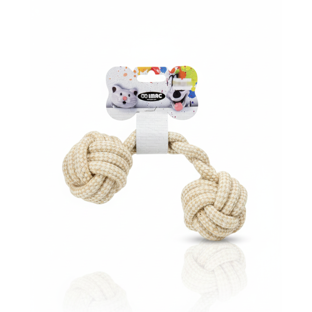 IMAC Natural Cord With Knots On End, showing a thick, off-white cotton rope with a large knot at each end, suitable for dogs.
