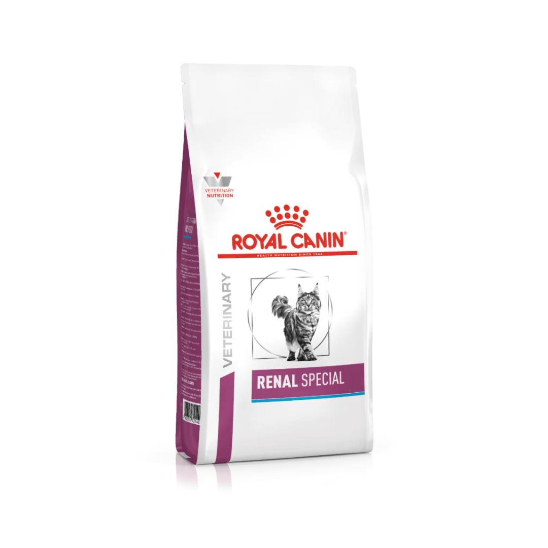 2kg bag of Royal Canin Veterinary Health Nutrition Feline Renal Special dry cat food for kidney support.
