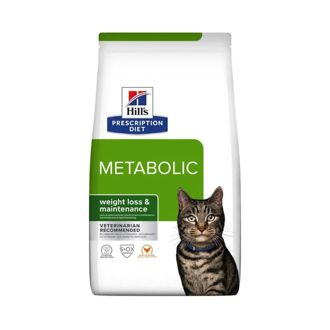 1.5kg bag of Hill’s Prescription Diet Metabolic Weight Loss & Maintenance dry cat food with chicken.