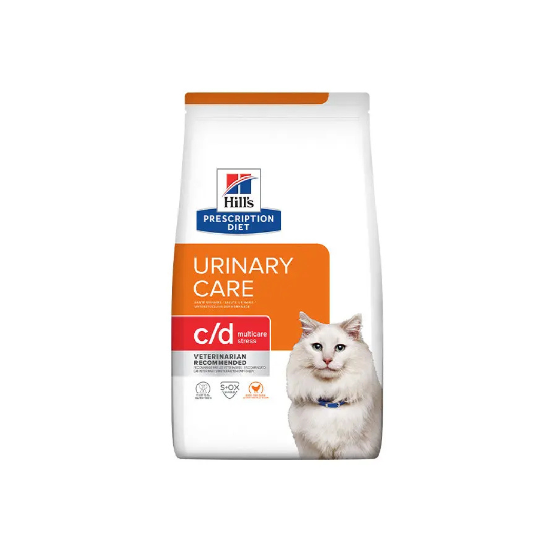 1.5kg bag of Hill’s Prescription Diet c/d Multi care Stress urinary care dry cat food with chicken.